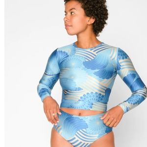 Palomar Crop Top Rashguard - Seaflower New